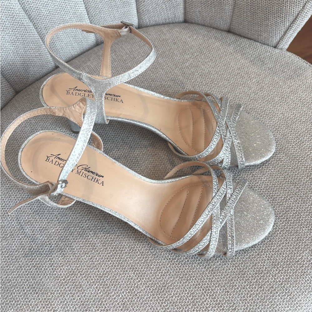 Badgley Mischka  Silver Jeweled Strappy Sandals